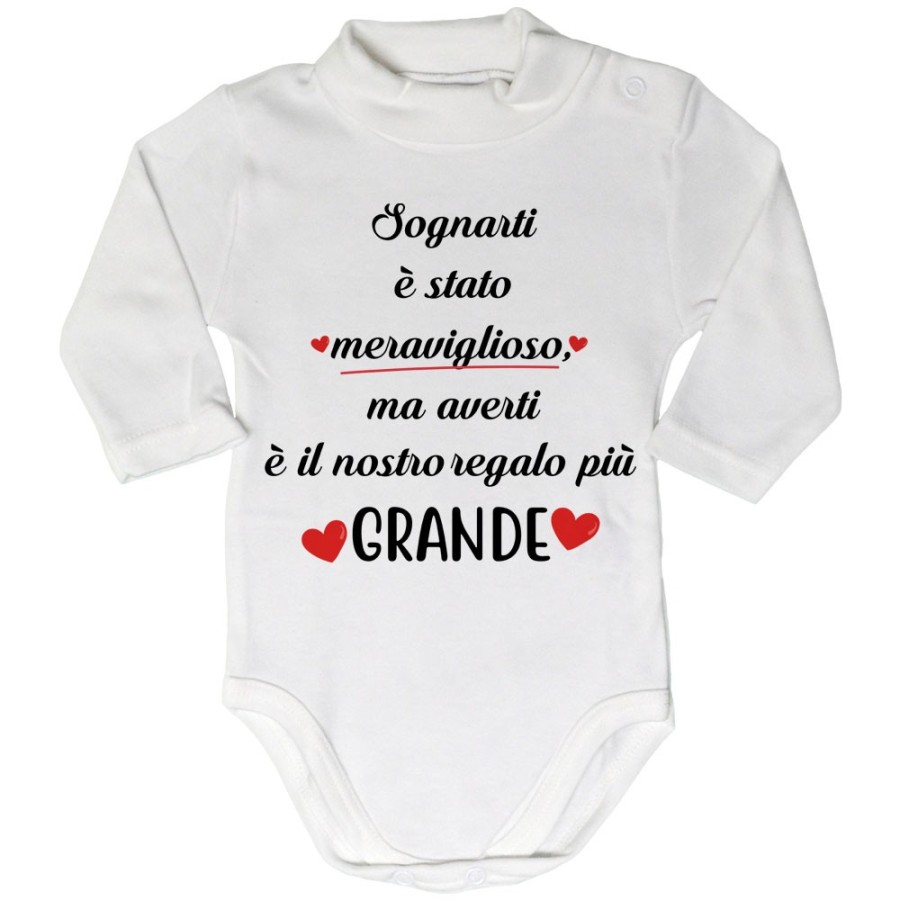Body lupetto neonato sognarti è stato meraviglioso ma averti è il nostro regalo più grande Per la famiglia