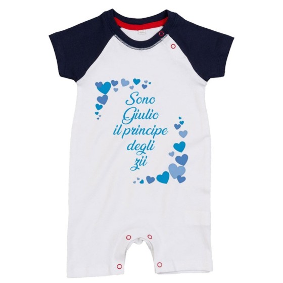 Pagliaccetto neonato personalizzato  nome e tanti cuori sono il principe di zio degli zii Per gli zii