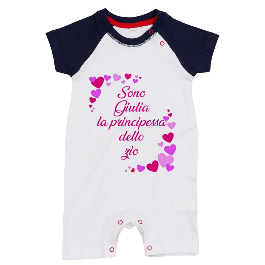 Pagliaccetto neonato personalizzato  nome e tanti cuori sono il principe di zio degli zii Per gli zii