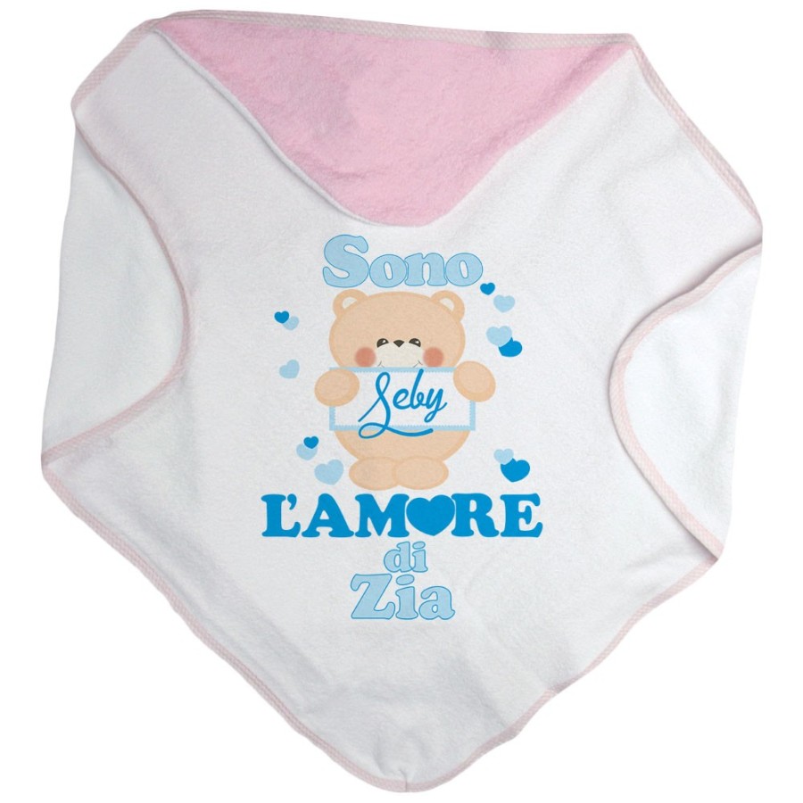Accappatoio neonato personalizzato  nome e orsetto sono amore di zio degli zii Per gli zii