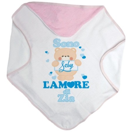 Accappatoio neonato personalizzato  nome e orsetto sono amore di zio degli zii Per gli zii