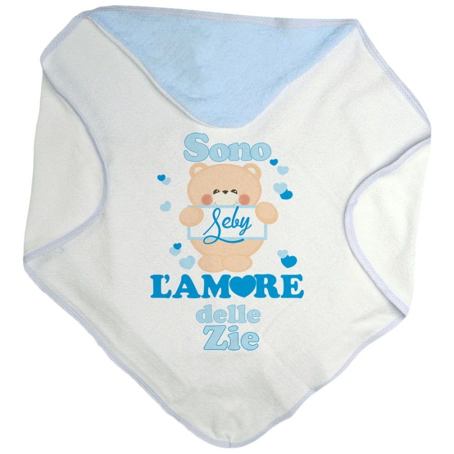 Accappatoio neonato personalizzato  nome e orsetto sono amore di zio degli zii Per gli zii
