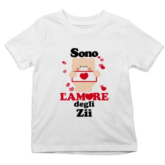 T-shirt bambino personalizzata  nome e orsetto sono amore di zio degli zii Per gli zii