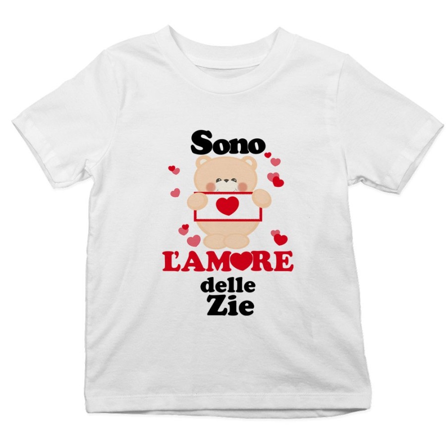 T-shirt bambino personalizzata  nome e orsetto sono amore di zio degli zii Per gli zii