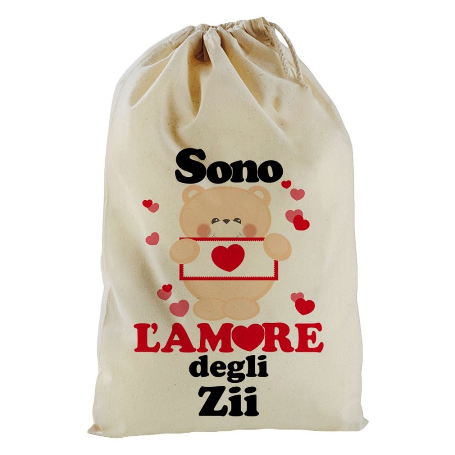 Sacchetto nascita bimbo personalizzato  nome e orsetto sono amore di zio degli zii Per gli zii