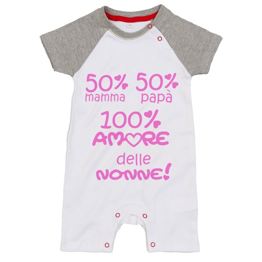 Pagliaccetto neonato 50% mamma 50% papà 100% amore del nonno dei nonni Per i nonni