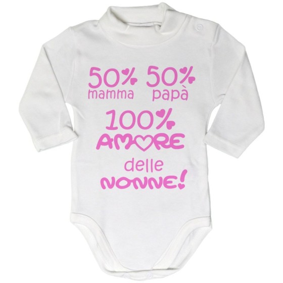 Body lupetto neonato 50% mamma 50% papà 100% amore del nonno dei nonni Per i nonni