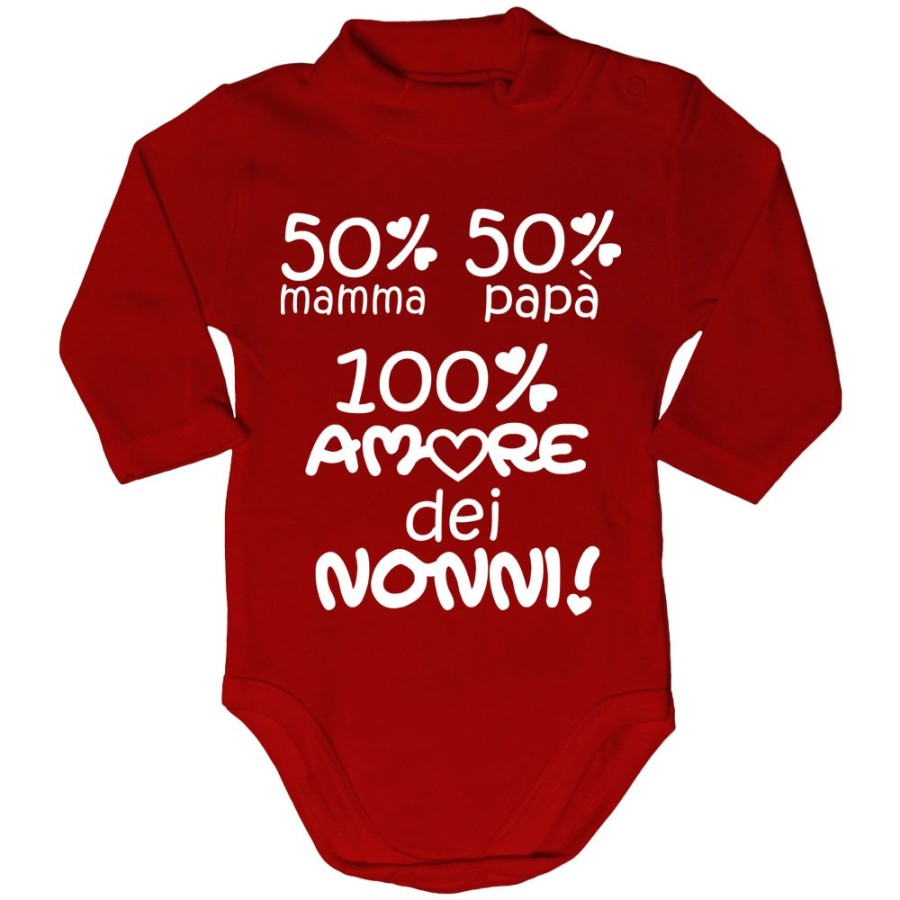 Body lupetto neonato 50% mamma 50% papà 100% amore del nonno dei nonni Per i nonni