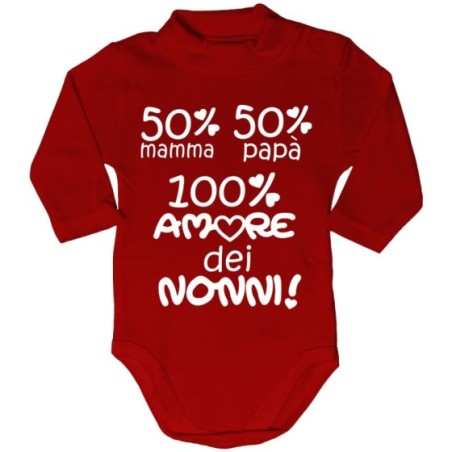 Body lupetto neonato 50% mamma 50% papà 100% amore del nonno dei nonni Per i nonni
