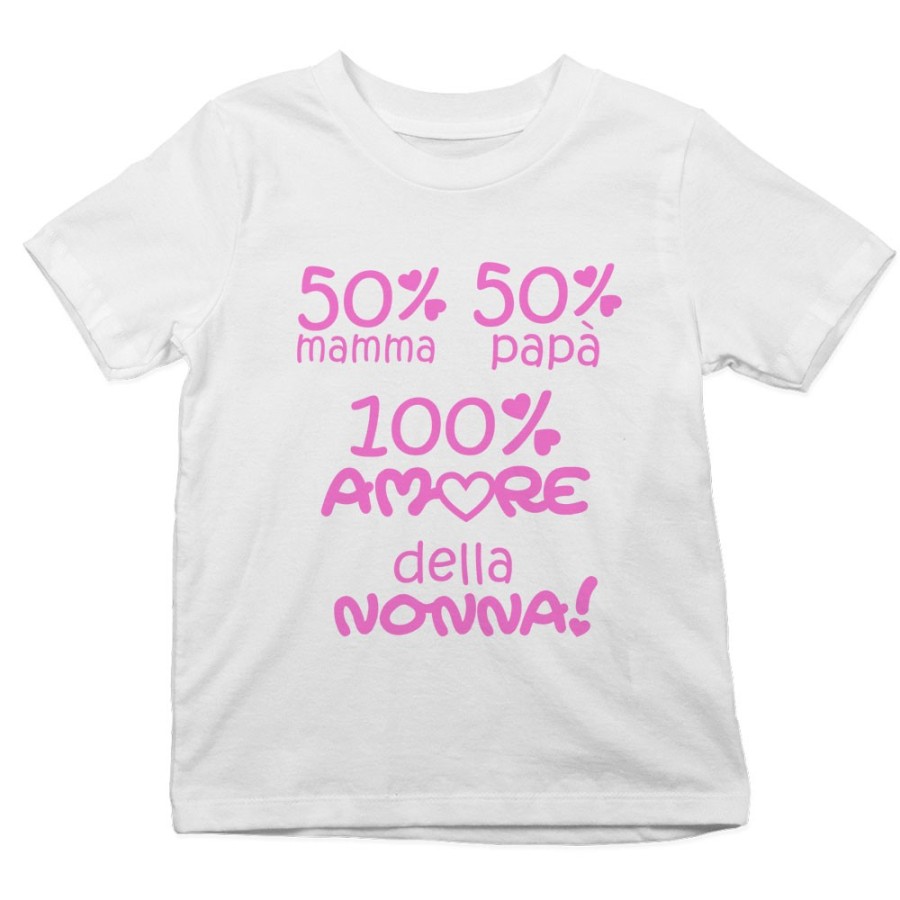 T-shirt bambino 50% mamma 50% papà 100% amore del nonno dei nonni Per i nonni
