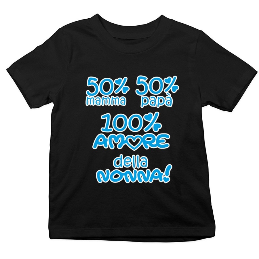 T-shirt bambino 50% mamma 50% papà 100% amore del nonno dei nonni Per i nonni