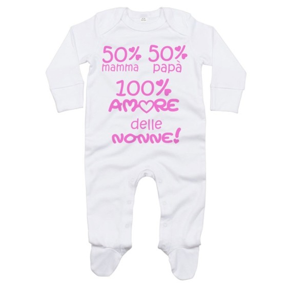 Tutina neonato 50% mamma 50% papà 100% amore del nonno dei nonni Per i nonni