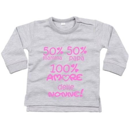 Felpa neonato 50% mamma 50% papà 100% amore del nonno dei...