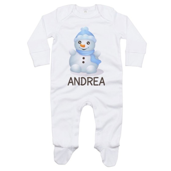 Tutina neonato personalizzabile con nome pupazzo di neve Natale