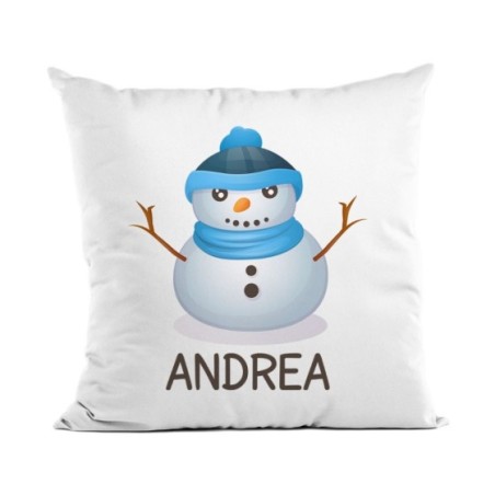 Cuscino personalizzabile con nome pupazzo di neve bambino Natale