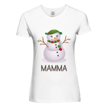 T-shirt donna personalizzabile con nome pupazzo di neve mamma Natale