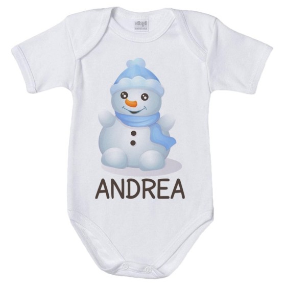 Body neonato personalizzabile con nome pupazzo di neve Natale