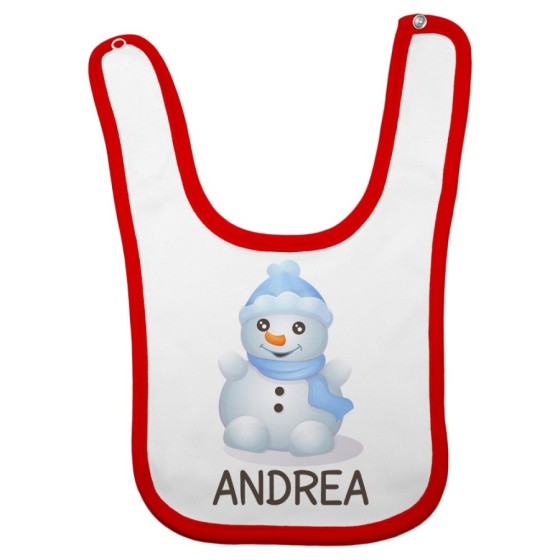 Bavaglino neonato personalizzabile con nome pupazzo di neve Natale