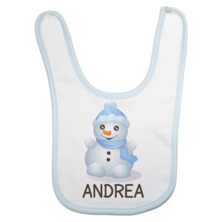 Bavaglino neonato personalizzabile con nome pupazzo di neve Natale