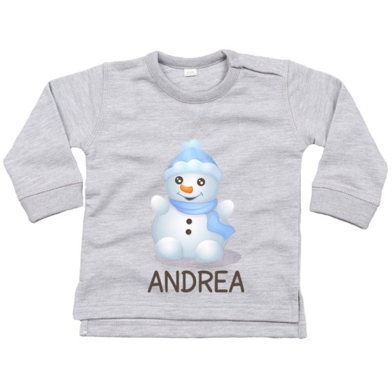 Felpa neonato personalizzabile con nome pupazzo di neve Natale