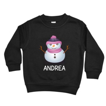 Felpa bambino personalizzabile con nome pupazzo di neve