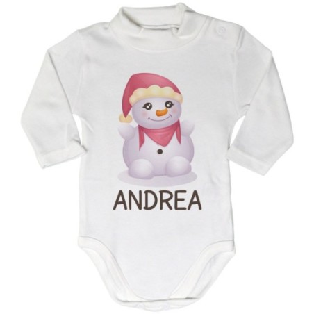 Body lupetto neonato personalizzabile con nome pupazzo di neve Natale