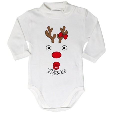 Body lupetto neonato personalizzabile con nome baby renna natalizia e ciuccio Natale