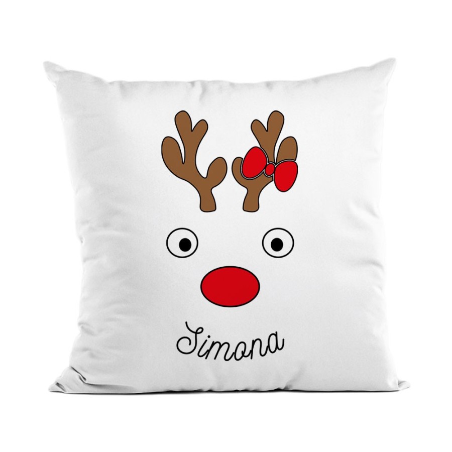 Cuscino personalizzabile con nome renna natalizia donna Natale