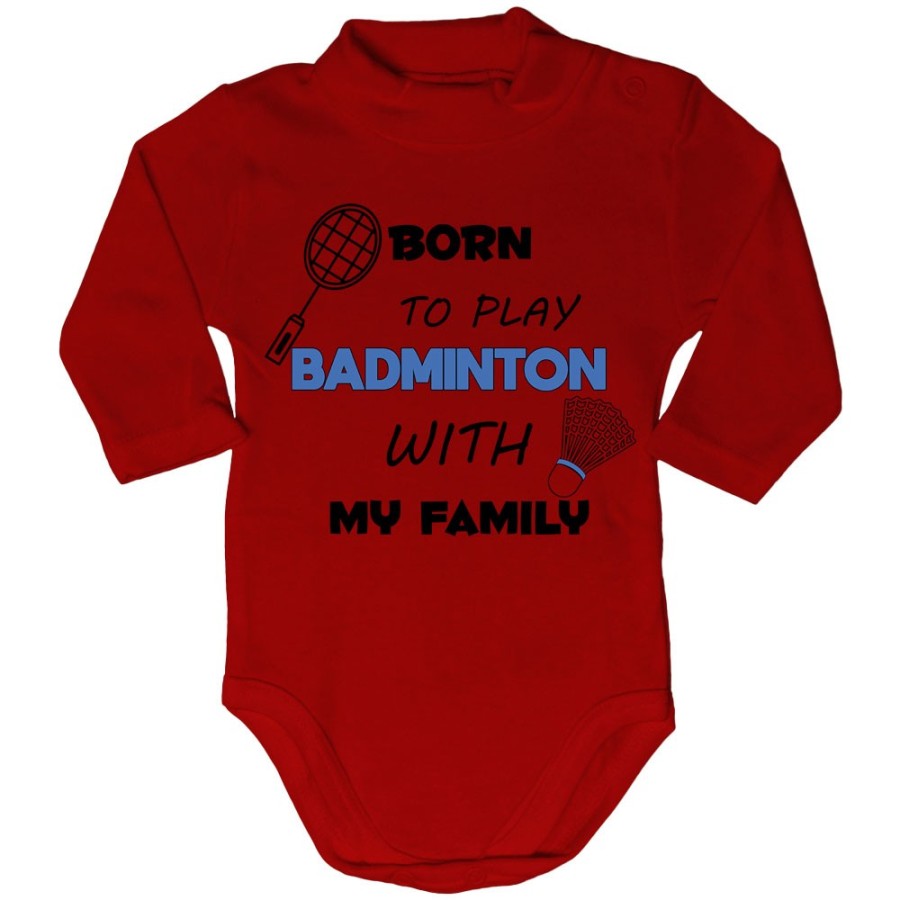 Body lupetto neonato born to play badminton with my family Per la famiglia