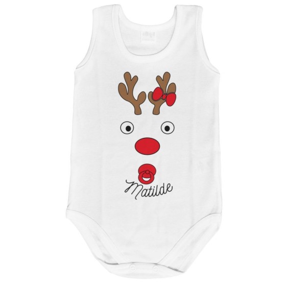 Body neonato personalizzabile con nome baby renna natalizia e ciuccio Natale