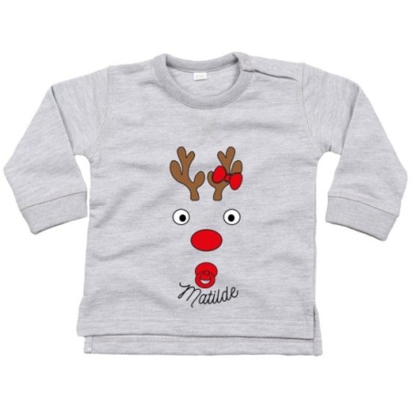 Felpa neonato personalizzabile con nome baby renna...