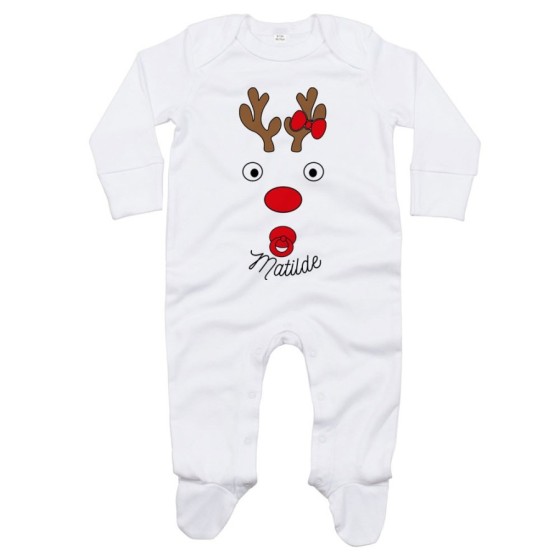 Tutina neonato personalizzabile con nome baby renna natalizia e ciuccio Natale