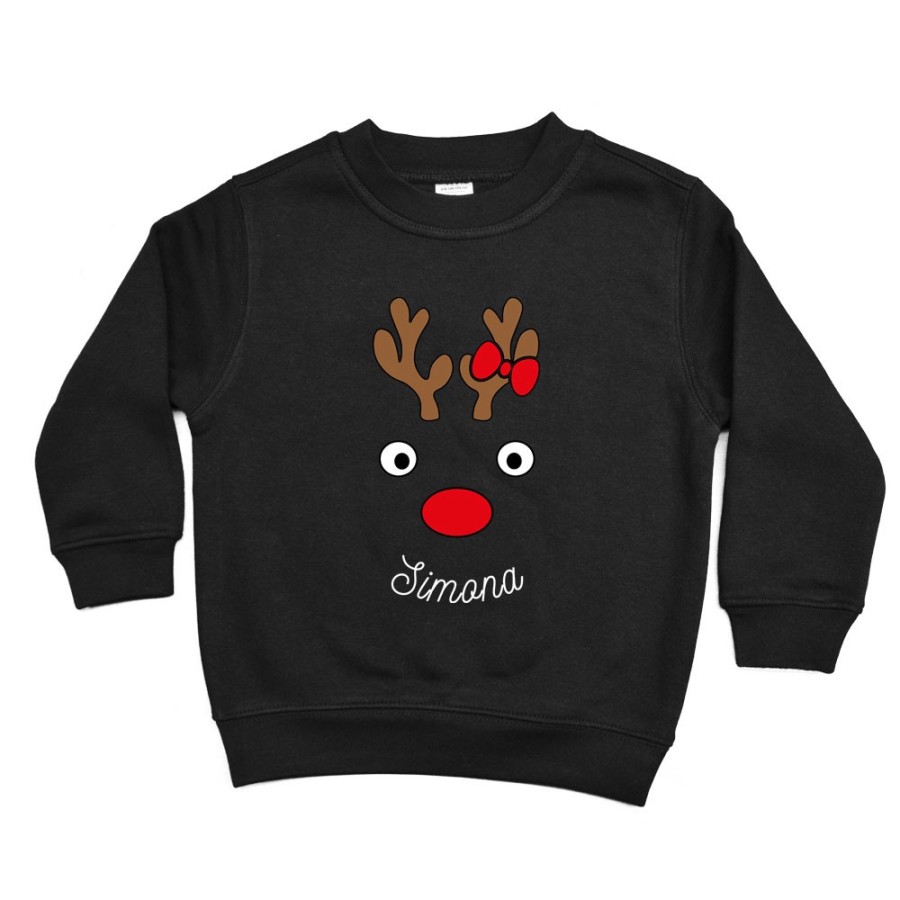 Felpa bambino personalizzabile con nome renna natalizia Natale