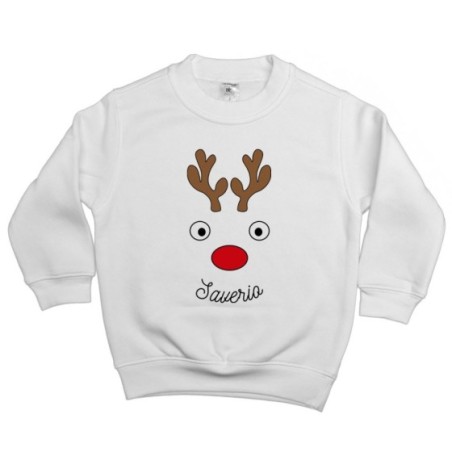 Felpa bambino personalizzabile con nome renna natalizia Natale