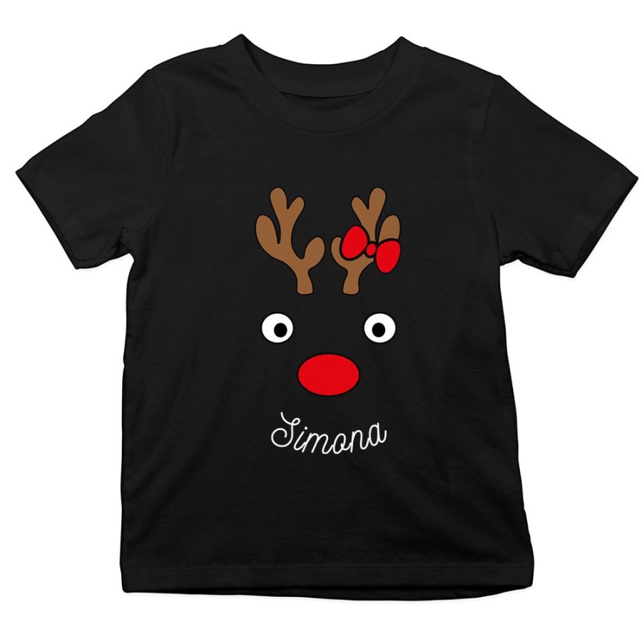 T-shirt bambino personalizzabile con nome renna Natale