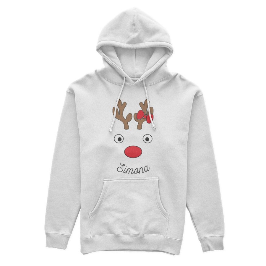Felpa donna personalizzabile con nome renna natalizia Natale