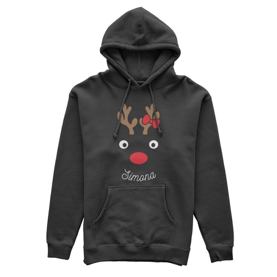 Felpa donna personalizzabile con nome renna natalizia Natale
