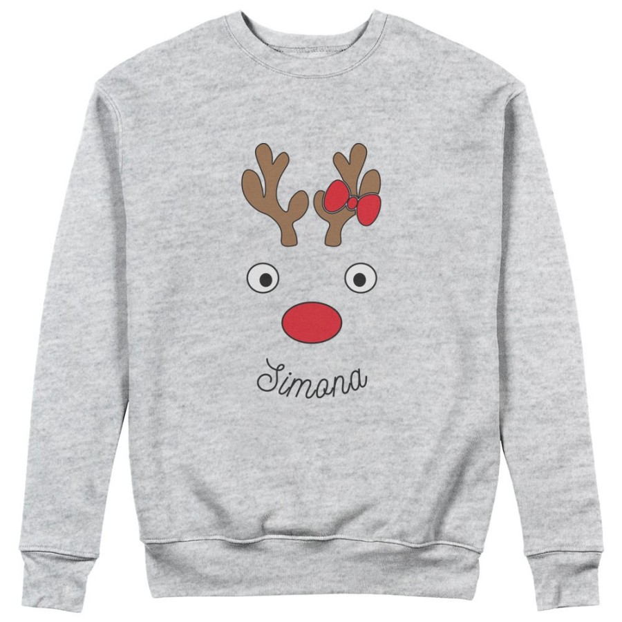 Felpa donna personalizzabile con nome renna natalizia Natale