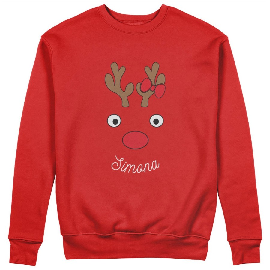 Felpa donna personalizzabile con nome renna natalizia Natale