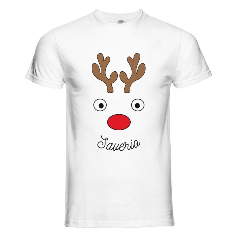 T-shirt uomo personalizzabile con nome renna natalizia Natale