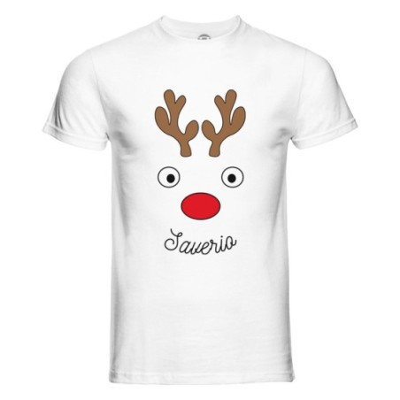 T-shirt uomo personalizzabile con nome renna natalizia Natale