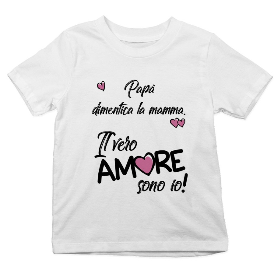 T-shirt bambino papà dimentica mamma il vero amore sono io Love