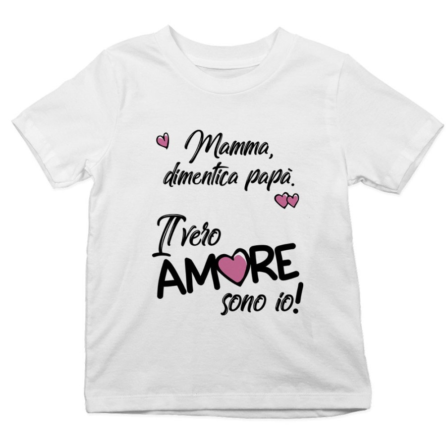 T-shirt bambino mamma dimentica papà il vero amore sono io Love