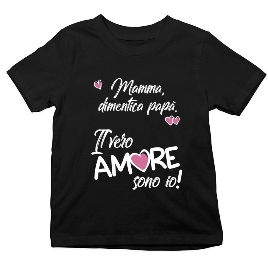 T-shirt bambino mamma dimentica papà il vero amore sono io Love