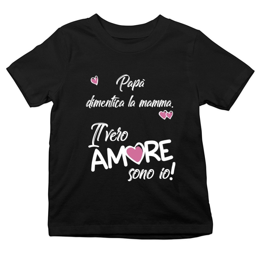 T-shirt bambino mamma dimentica papà il vero amore sono io Love
