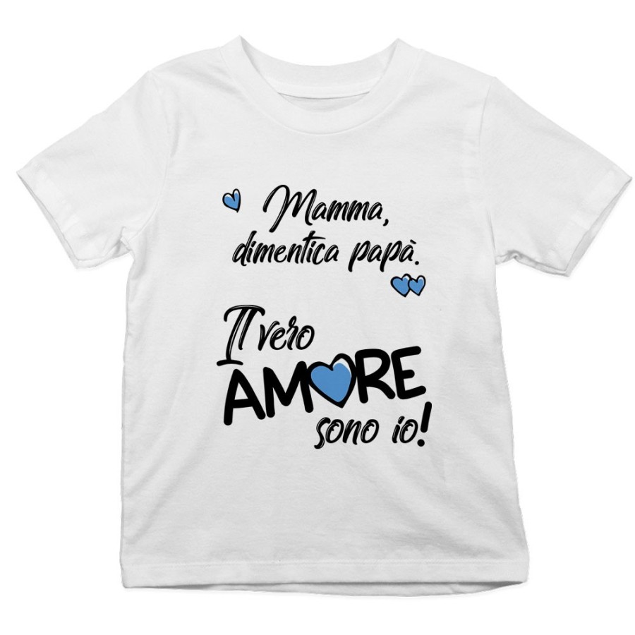 T-shirt bambino mamma dimentica papà il vero amore sono io Love