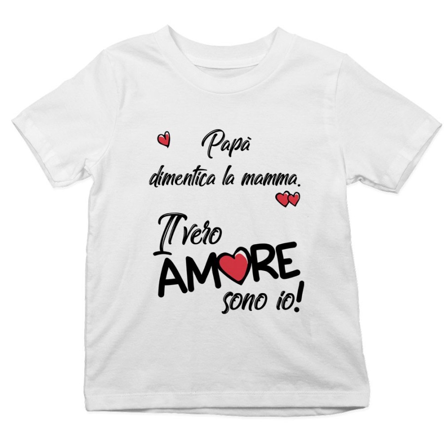 T-shirt bambino mamma dimentica papà il vero amore sono io Love