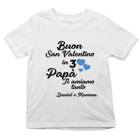 T-shirt bambino personalizzato con nomi buon san valentino in 3 mamma ti amiamo tantissimo Love