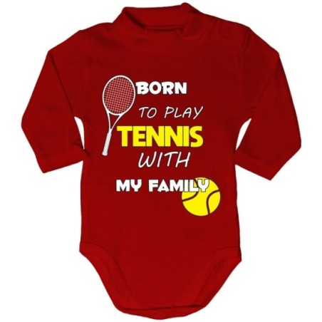 Body lupetto neonato born to play tennis with my family Per la famiglia