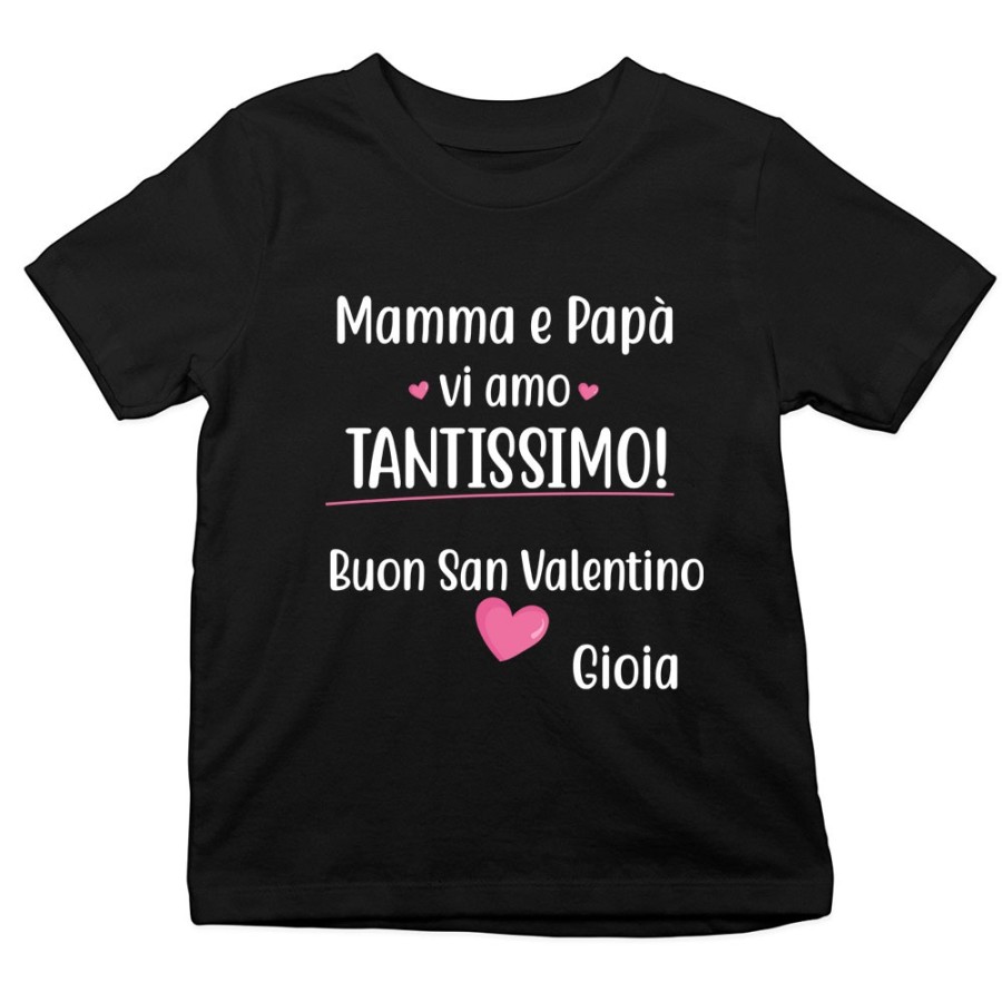 T-shirt bambino personalizzato con nome mamma e papà vi amo tantissimo buon san valentino Love
